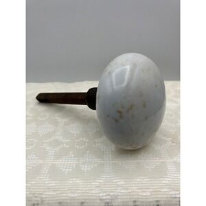 White Speckled Porcelain Door‎ Knob Vintage Hardware Farmhouse Decor Rustic 2"D